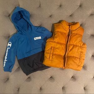 Champion Lightweight Jacket and Old Navy Puffer Vest Bundle